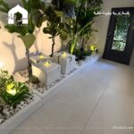 ركن مع نافورة من الجي ار سي والنبات الصناعي